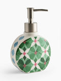 Green tile ceramic soap dispenser 18.5cm, imported from the UK
