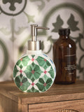Green tile ceramic soap dispenser 18.5cm, imported from the UK