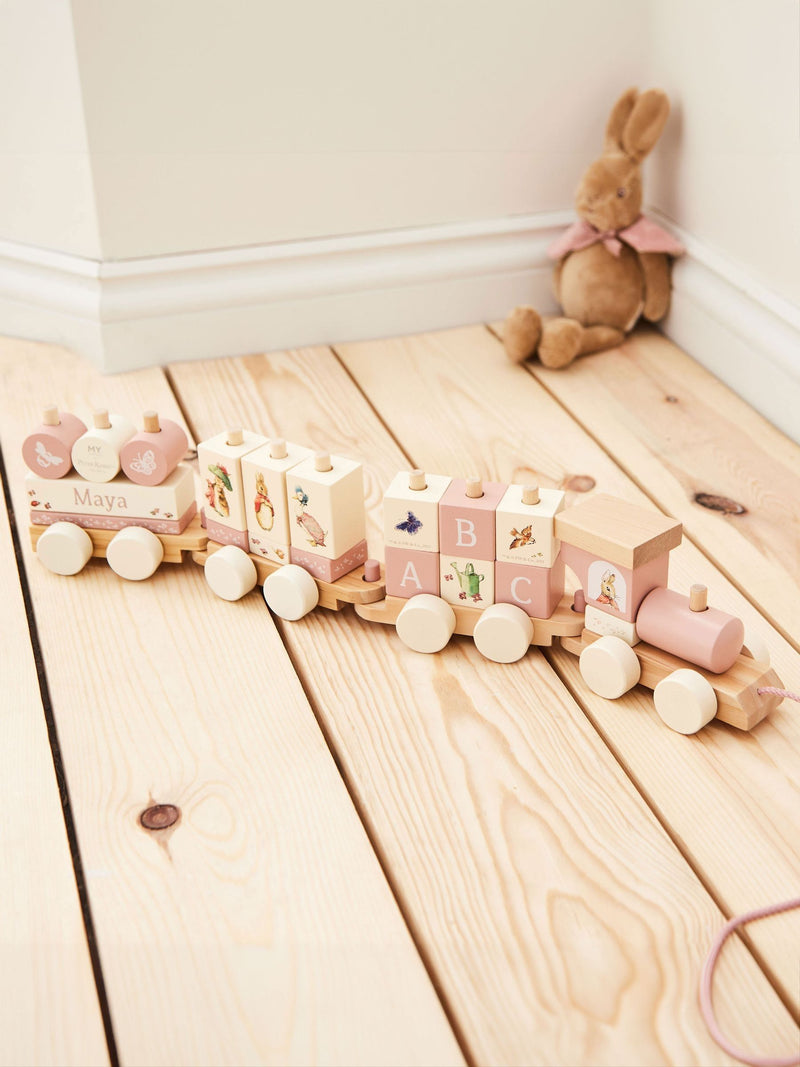 Personalised Flopsy Bunny pull-along train by My 1st Years, imported from the UK