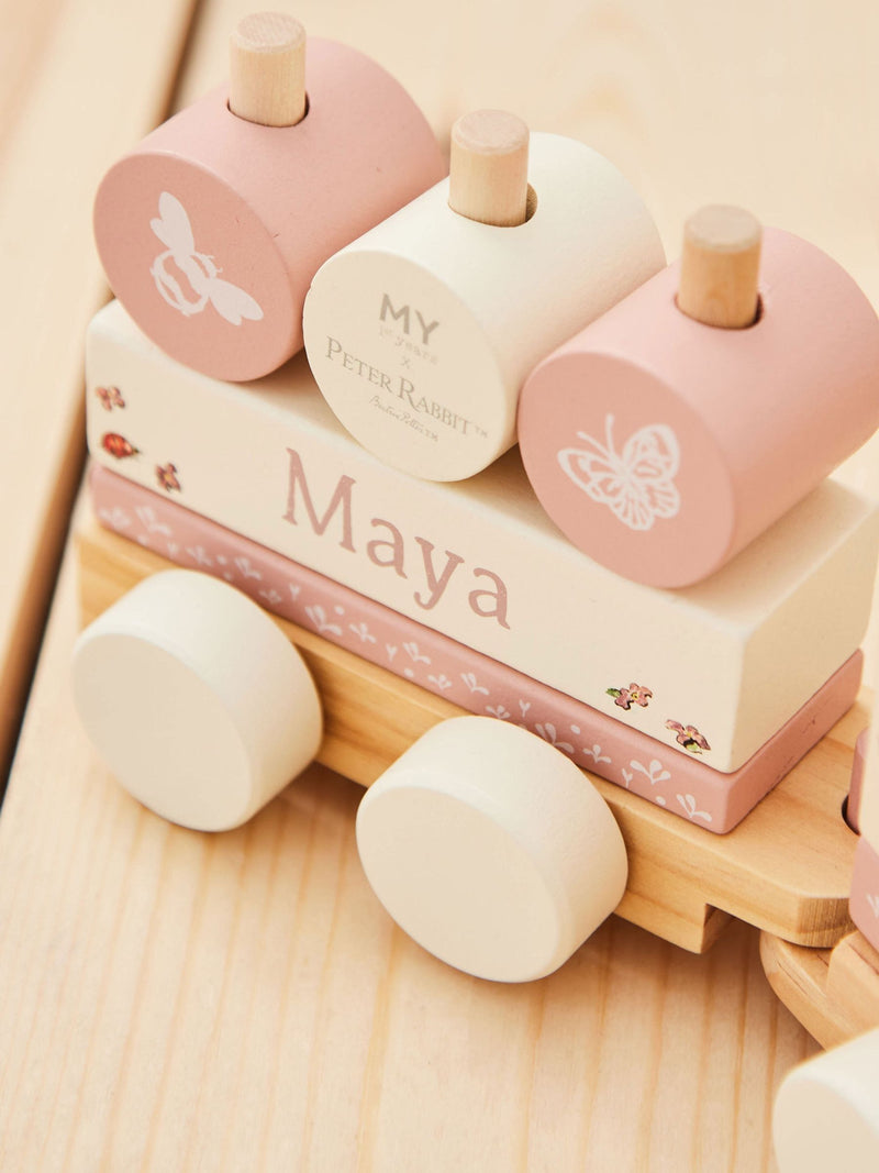 Personalised Flopsy Bunny pull-along train by My 1st Years, imported from the UK