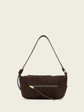 AllSaints Brown Vega Suede Shoulder Bag, imported from the UK