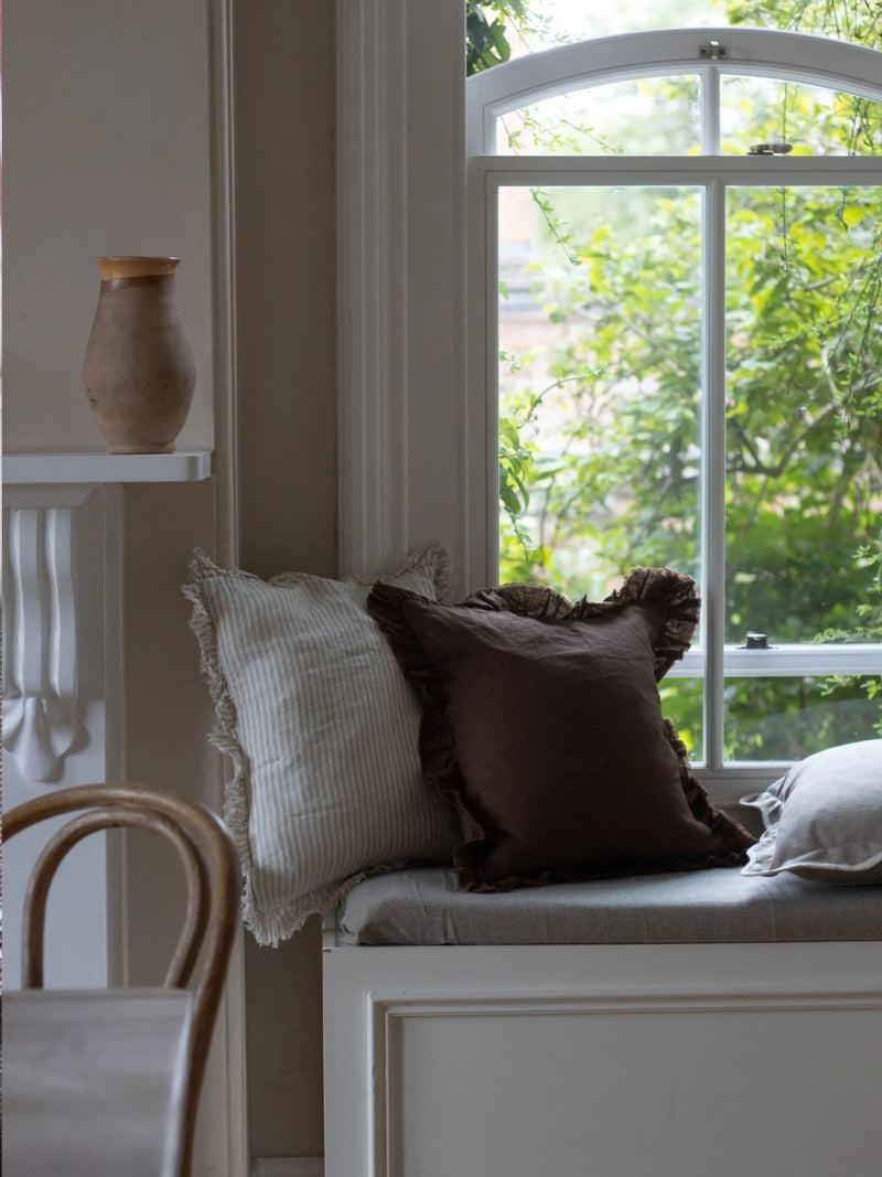 Ellenvale Interiors Dark Brown Hallie Ruffle 45 x 45cm Cushion Cover