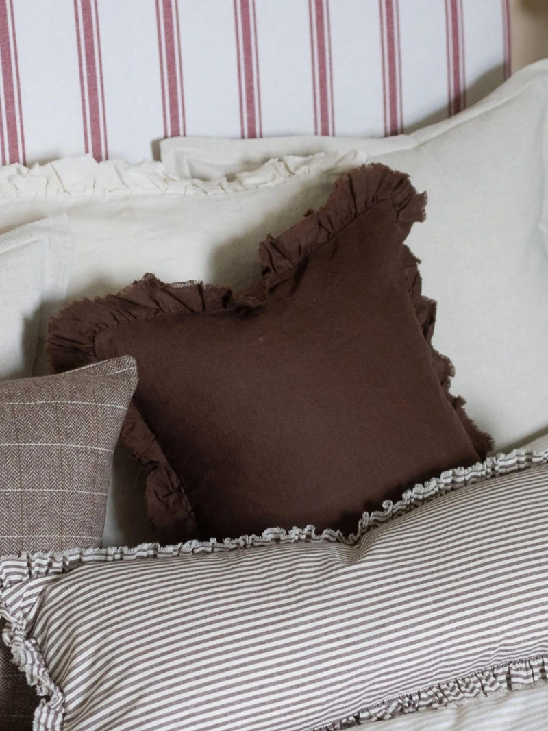 Ellenvale Interiors Dark Brown Hallie Ruffle 45 x 45cm Cushion Cover