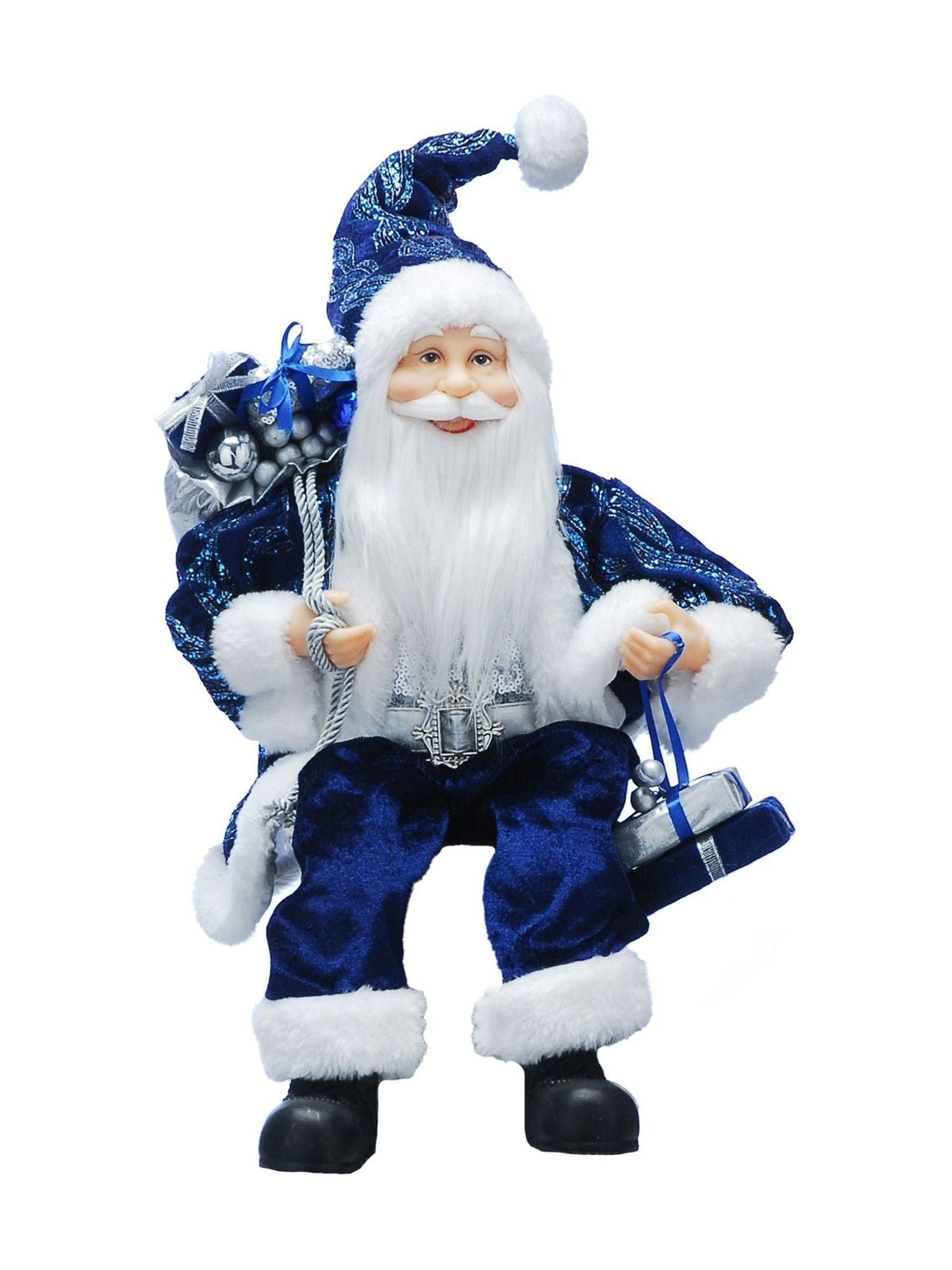 Sitting Santa decoration with sack 45cm, imported from the UK