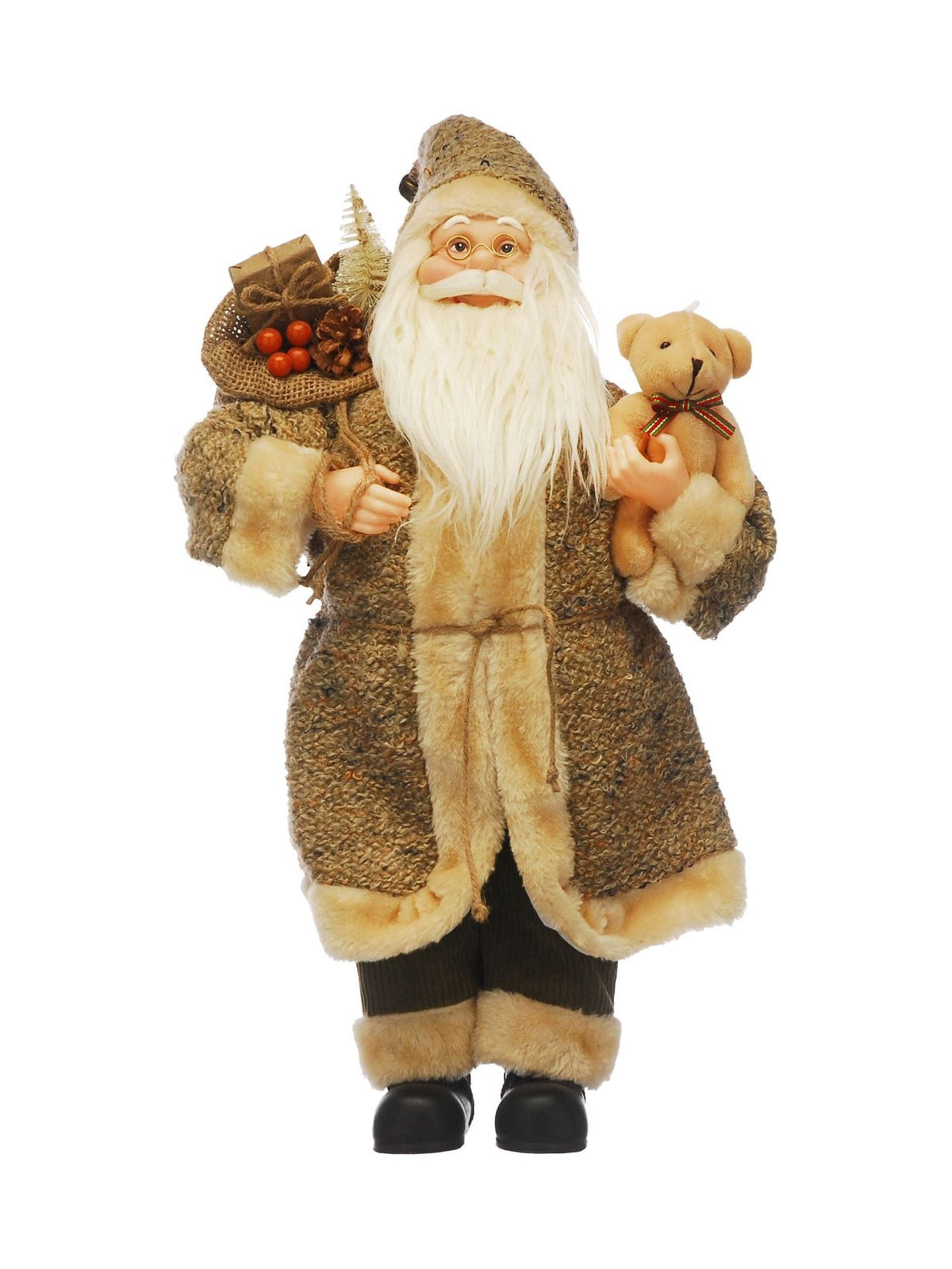 Festive standing Christmas decoration Santa Teddy Oranges 45cm (British brand)