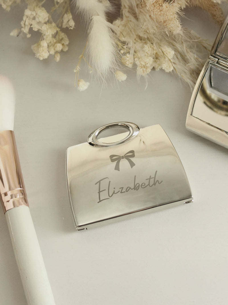 PMC Personalised Bow Handbag Compact Mirror (British brand)