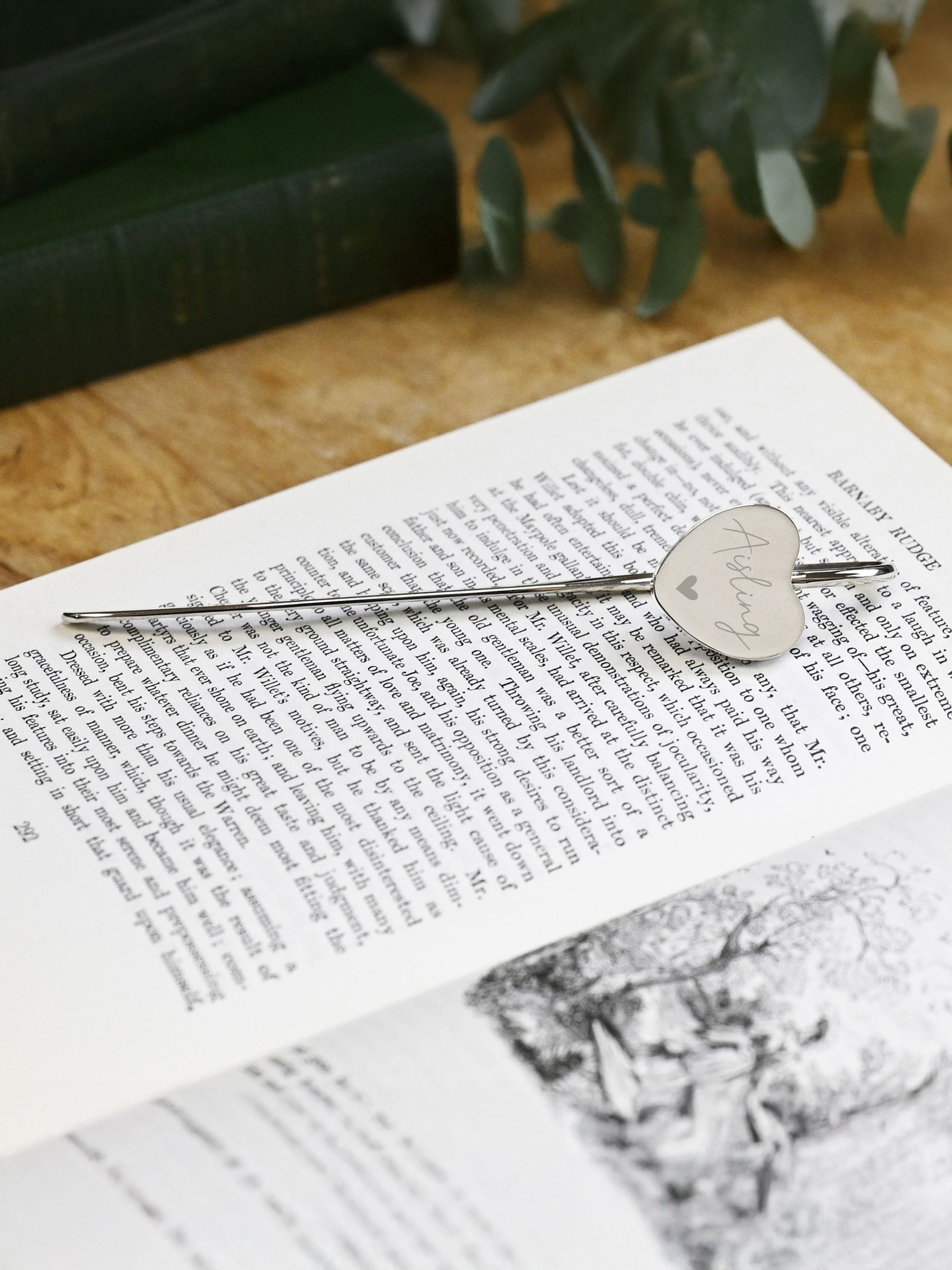 PMC engraved personalised heart bookmark (British brand)