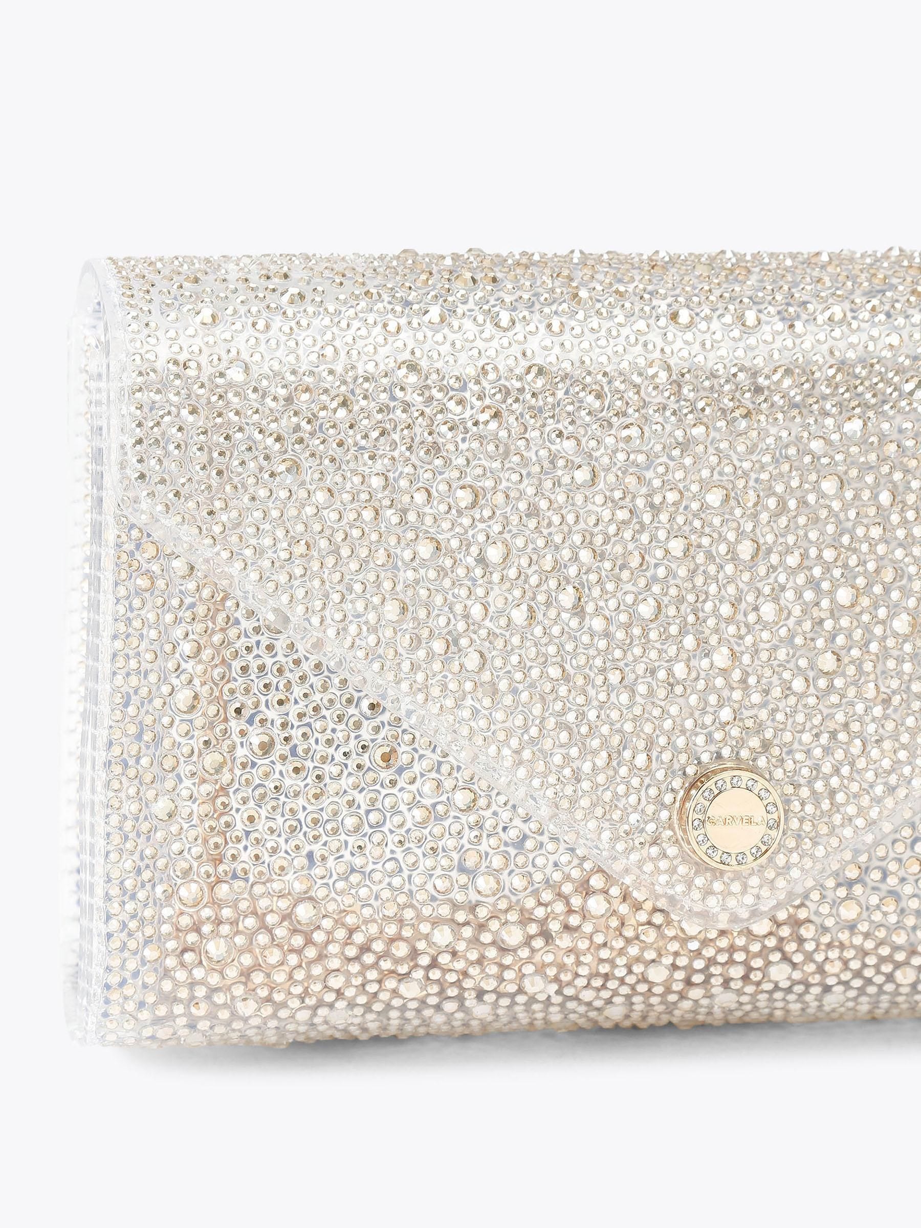 Carvela Positano vinyl clutch bag with crystals, UK version