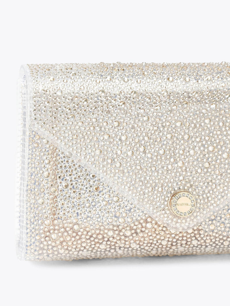 Carvela Positano vinyl clutch bag with crystals, UK version
