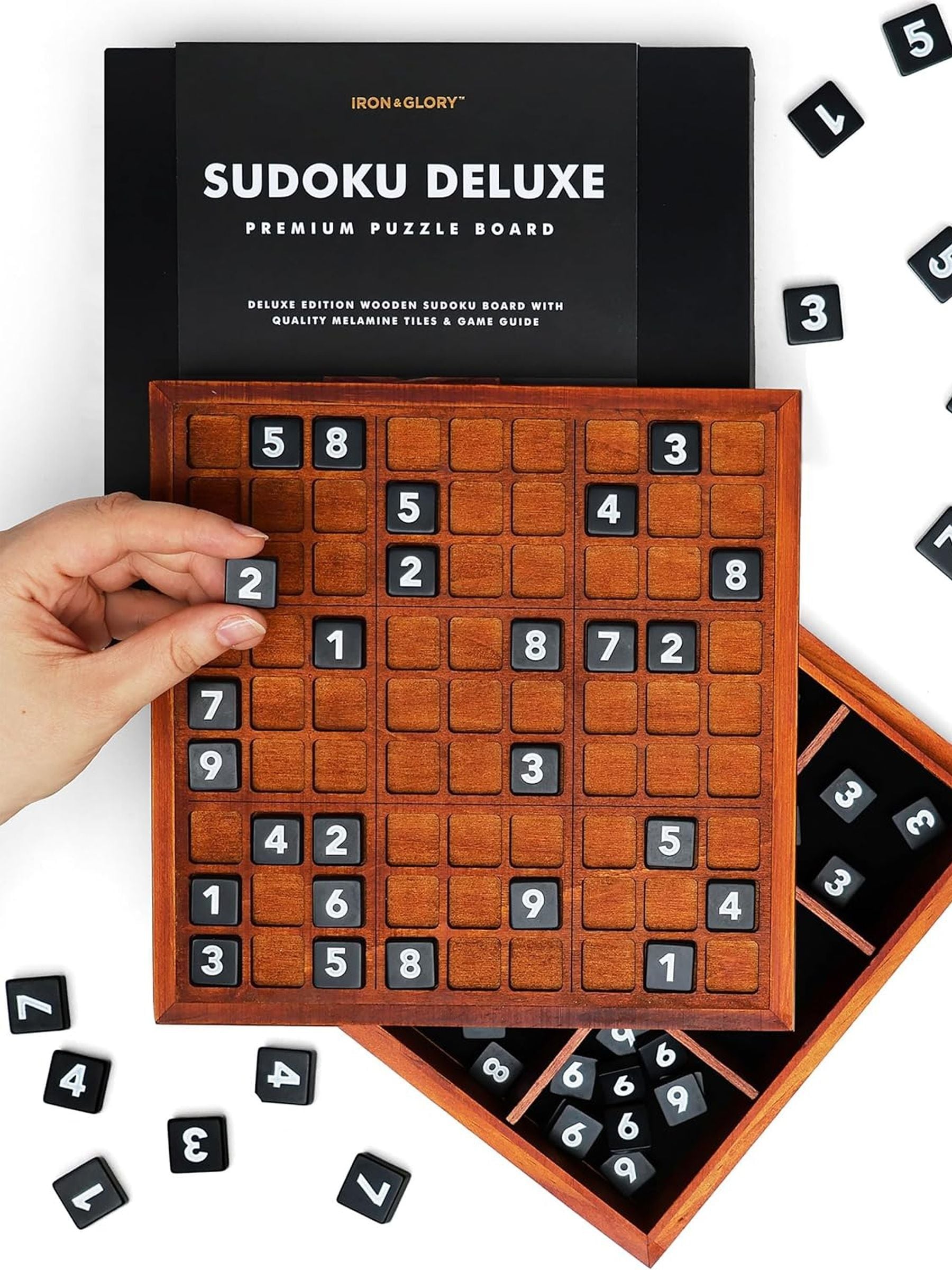 Suck UK Sudoku Deluxe wooden board game with tiles, UK version