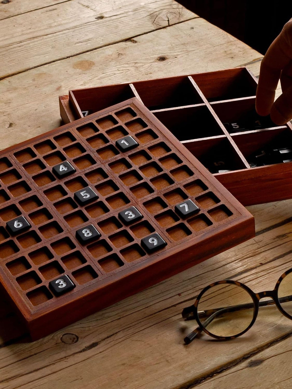 Suck UK Sudoku Deluxe wooden board game with tiles, UK version