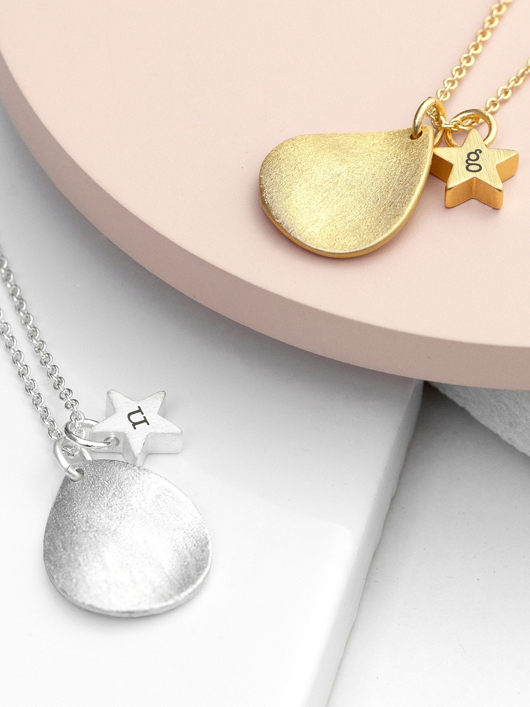 Treat Republic personalised matte star and drop necklace (British brand)