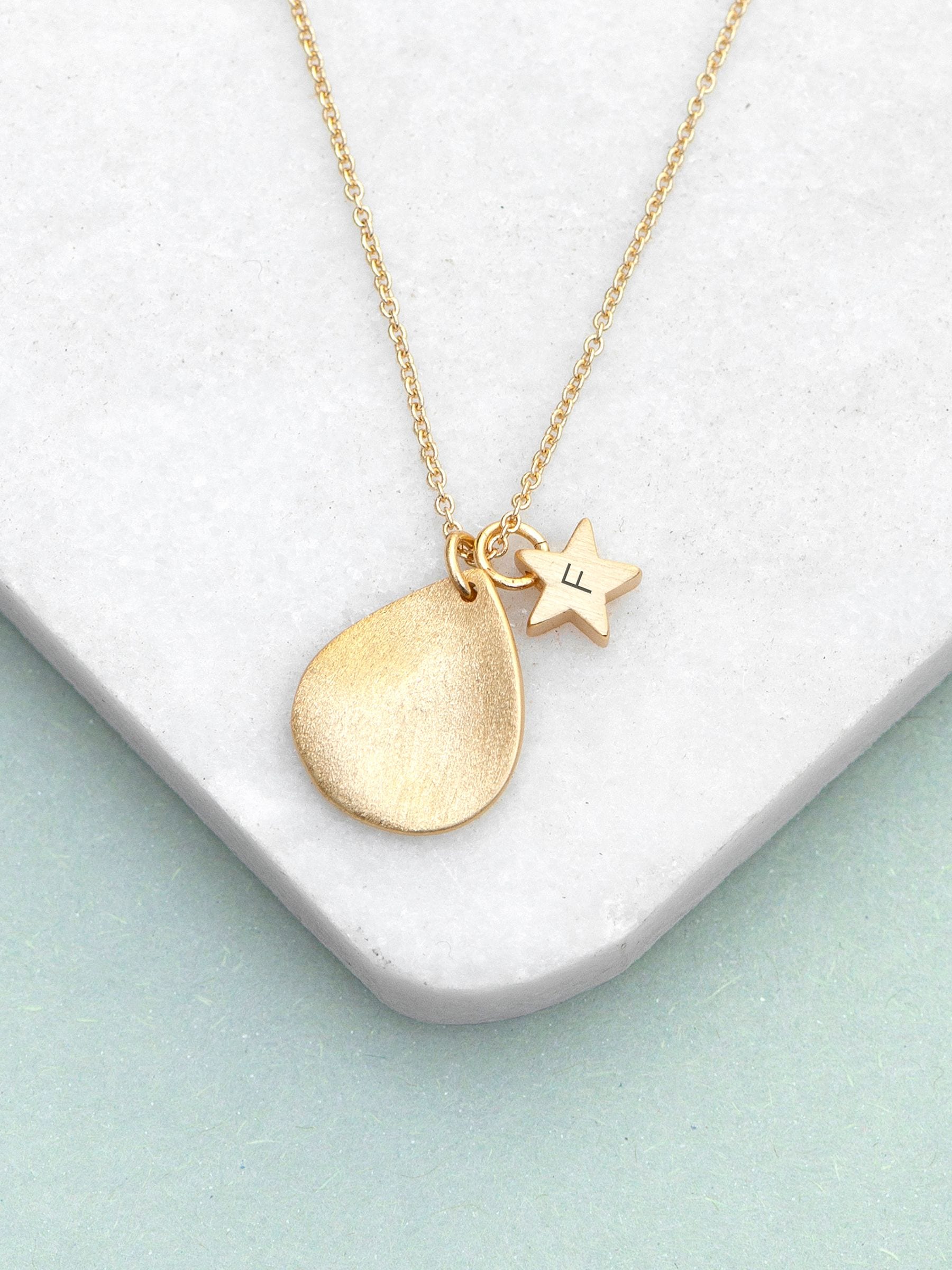 Treat Republic personalised matte star and drop necklace (British brand)