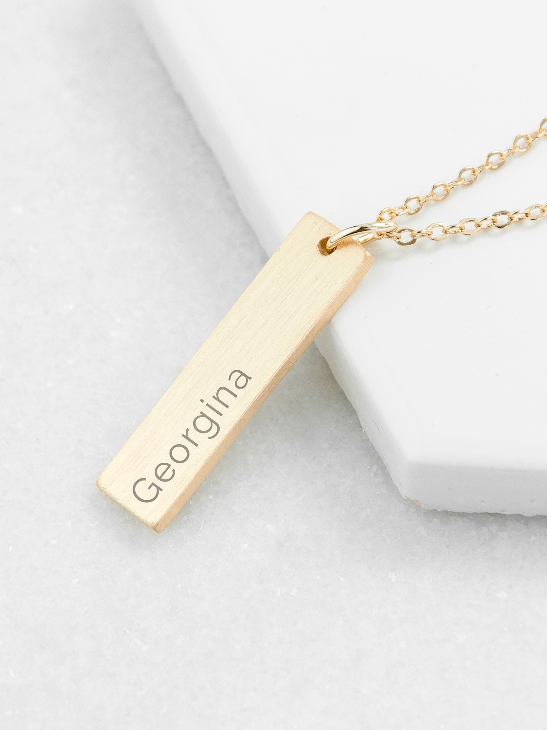 Treat Republic personalised gold plated bar necklace, UK version