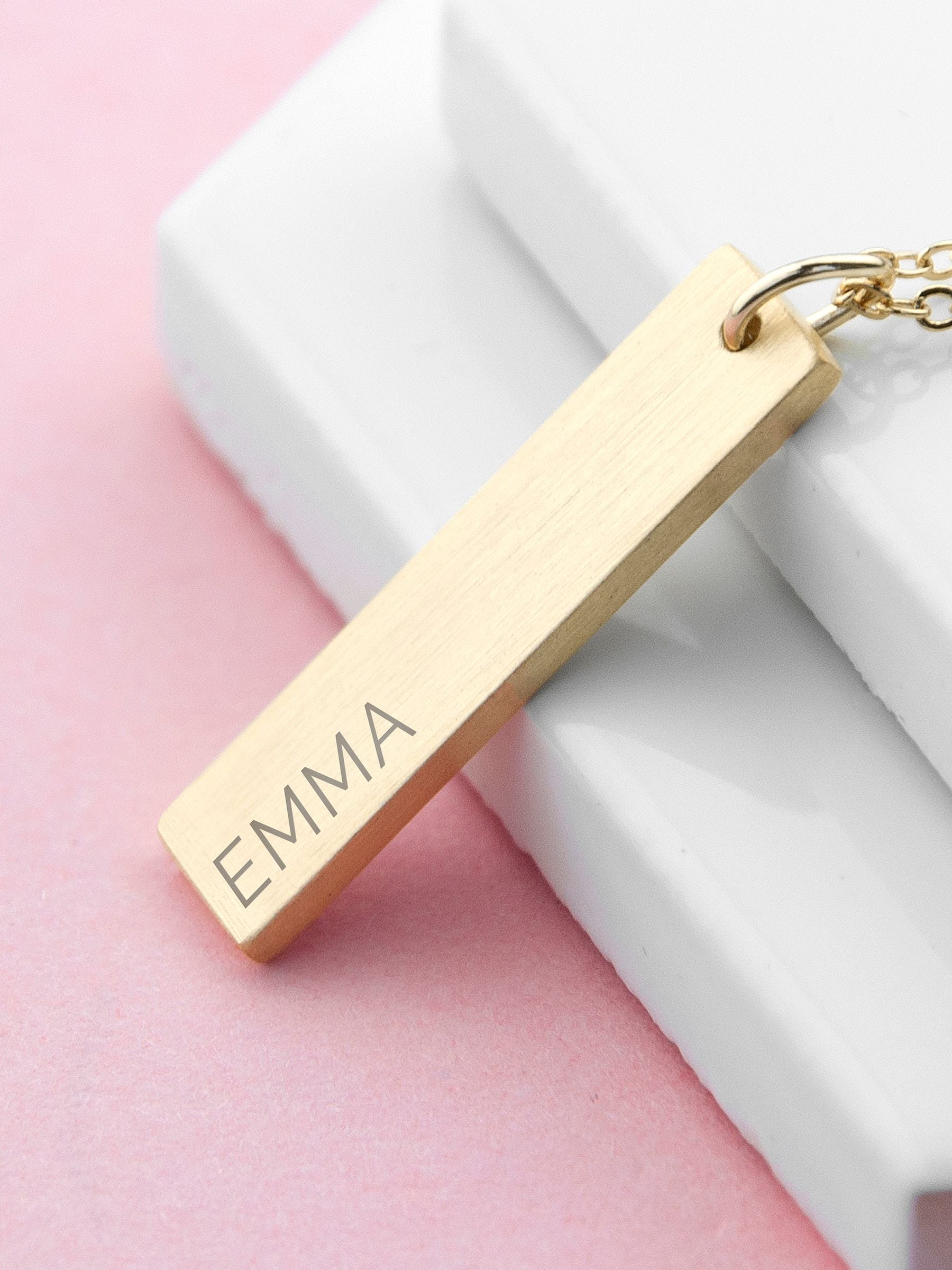Treat Republic personalised gold plated bar necklace, UK version