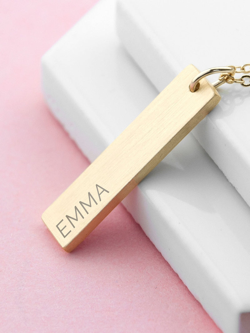 Treat Republic personalised gold plated bar necklace, UK version