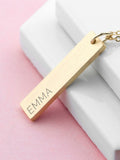 Treat Republic personalised gold plated bar necklace, UK version