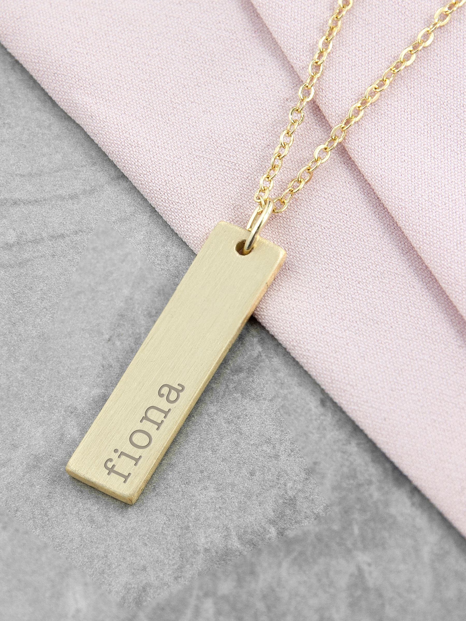 Treat Republic personalised gold plated bar necklace, UK version