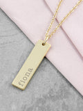 Treat Republic personalised gold plated bar necklace, UK version
