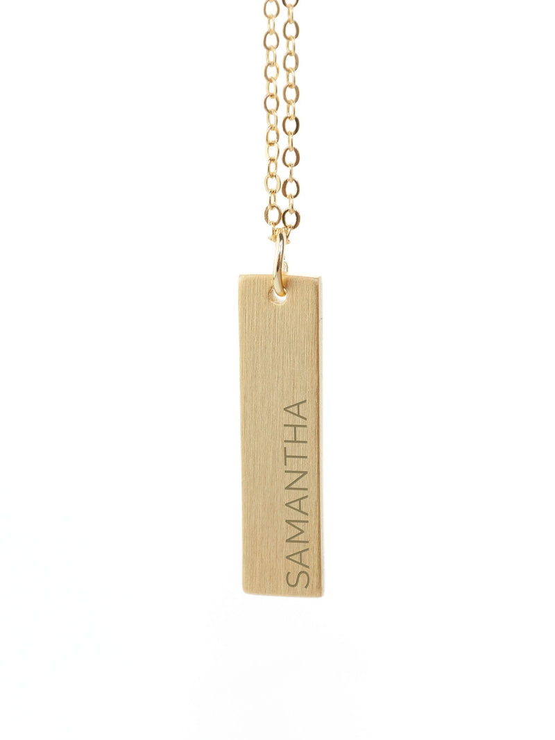 Treat Republic personalised gold plated bar necklace, UK version