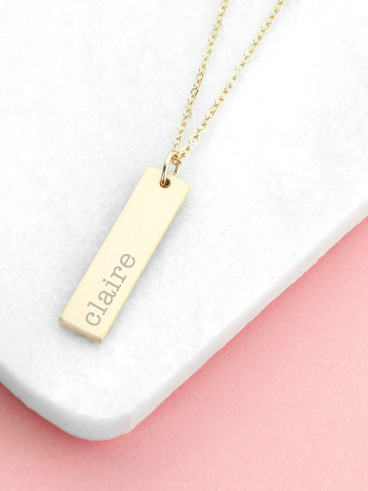 Treat Republic personalised gold plated bar necklace, UK version
