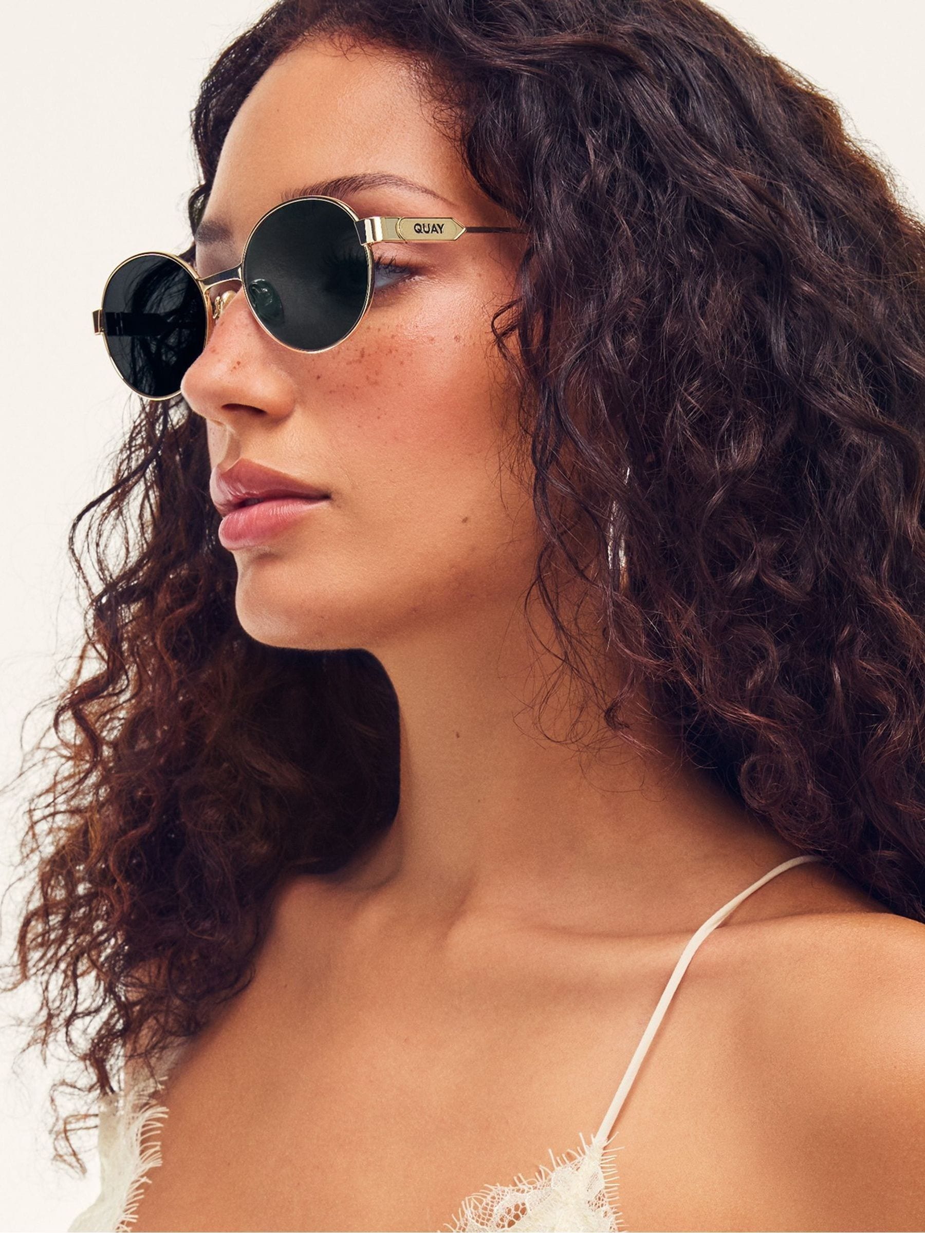 QUAY Gold Anyways round sunglasses, UK version