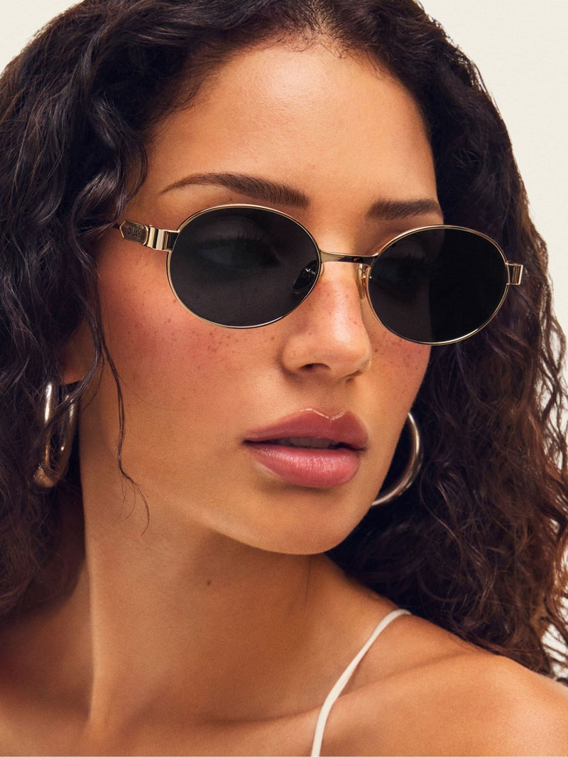 QUAY Gold Anyways round sunglasses, UK version