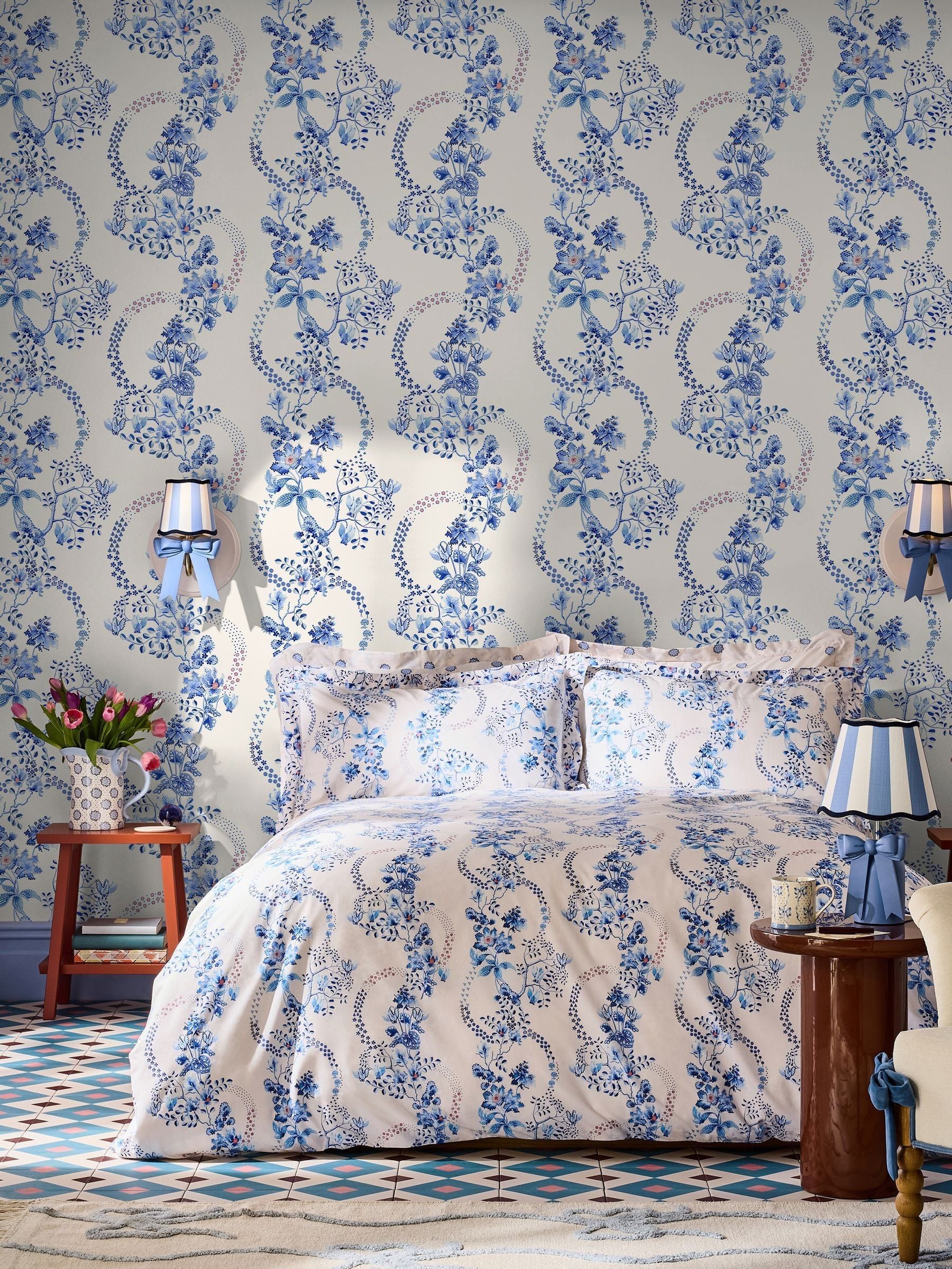 Cath Kidston wallpaper sample Road Floral A4, imported from the UK