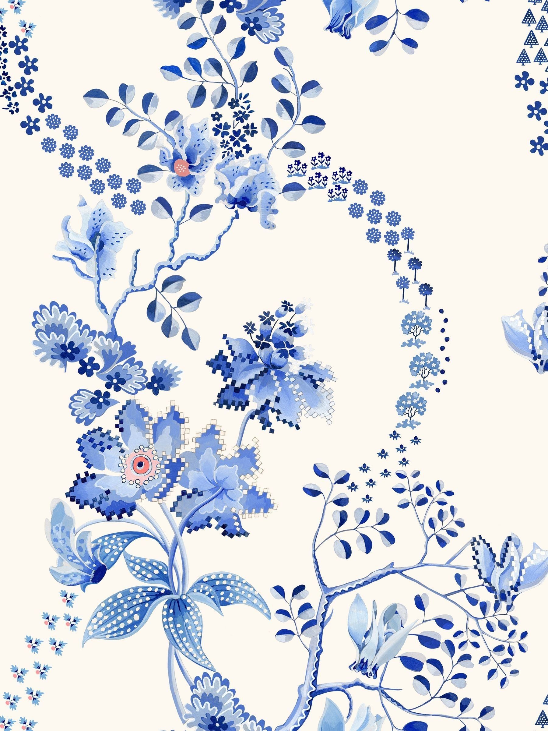 Cath Kidston wallpaper sample Road Floral A4, imported from the UK