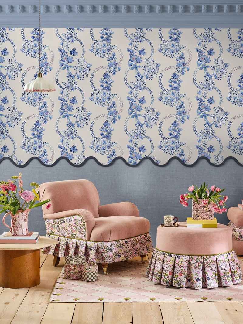 Cath Kidston wallpaper sample Road Floral A4, imported from the UK