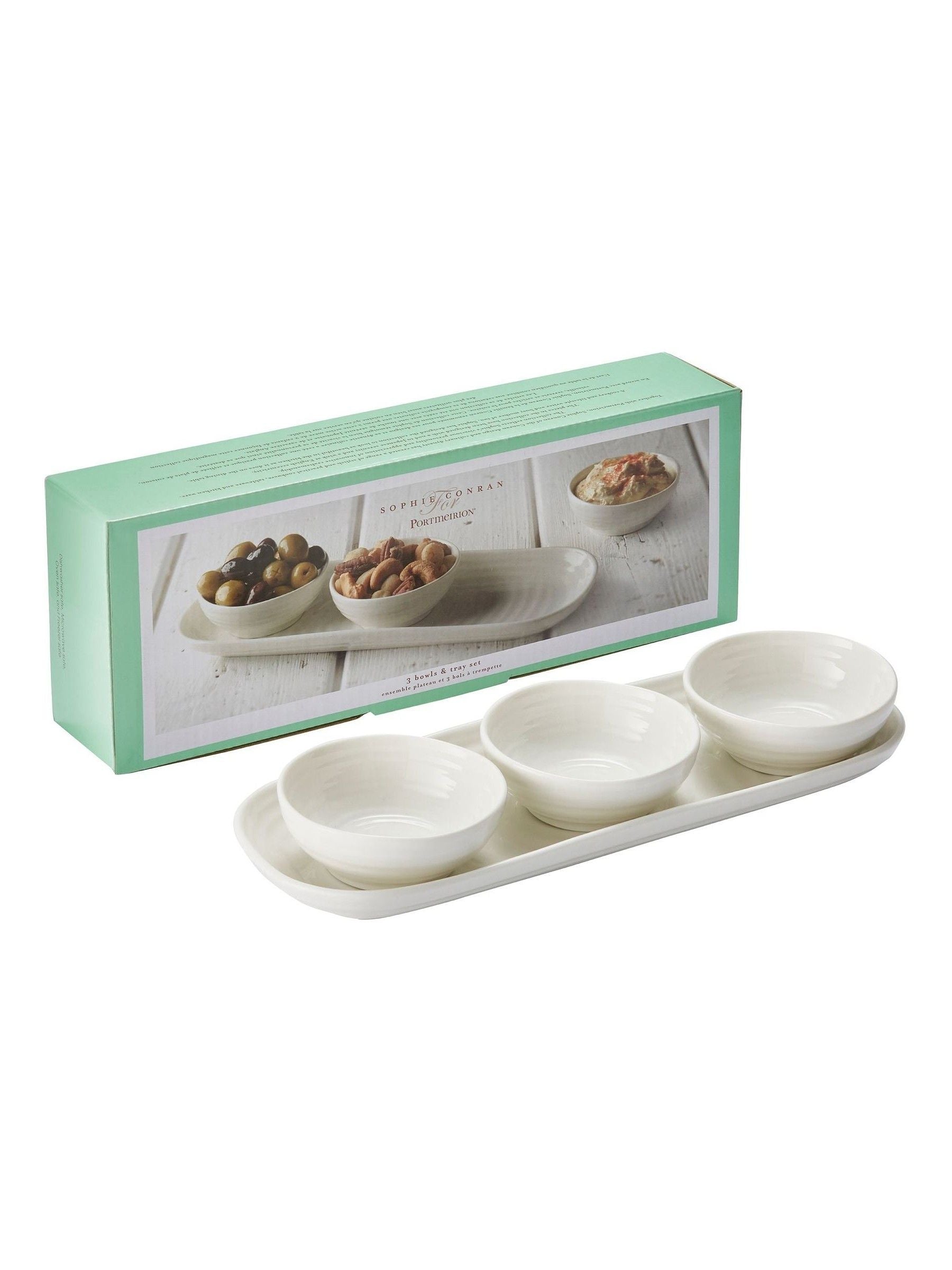 Sophie Conran white porcelain bowls and tray set, imported from the UK