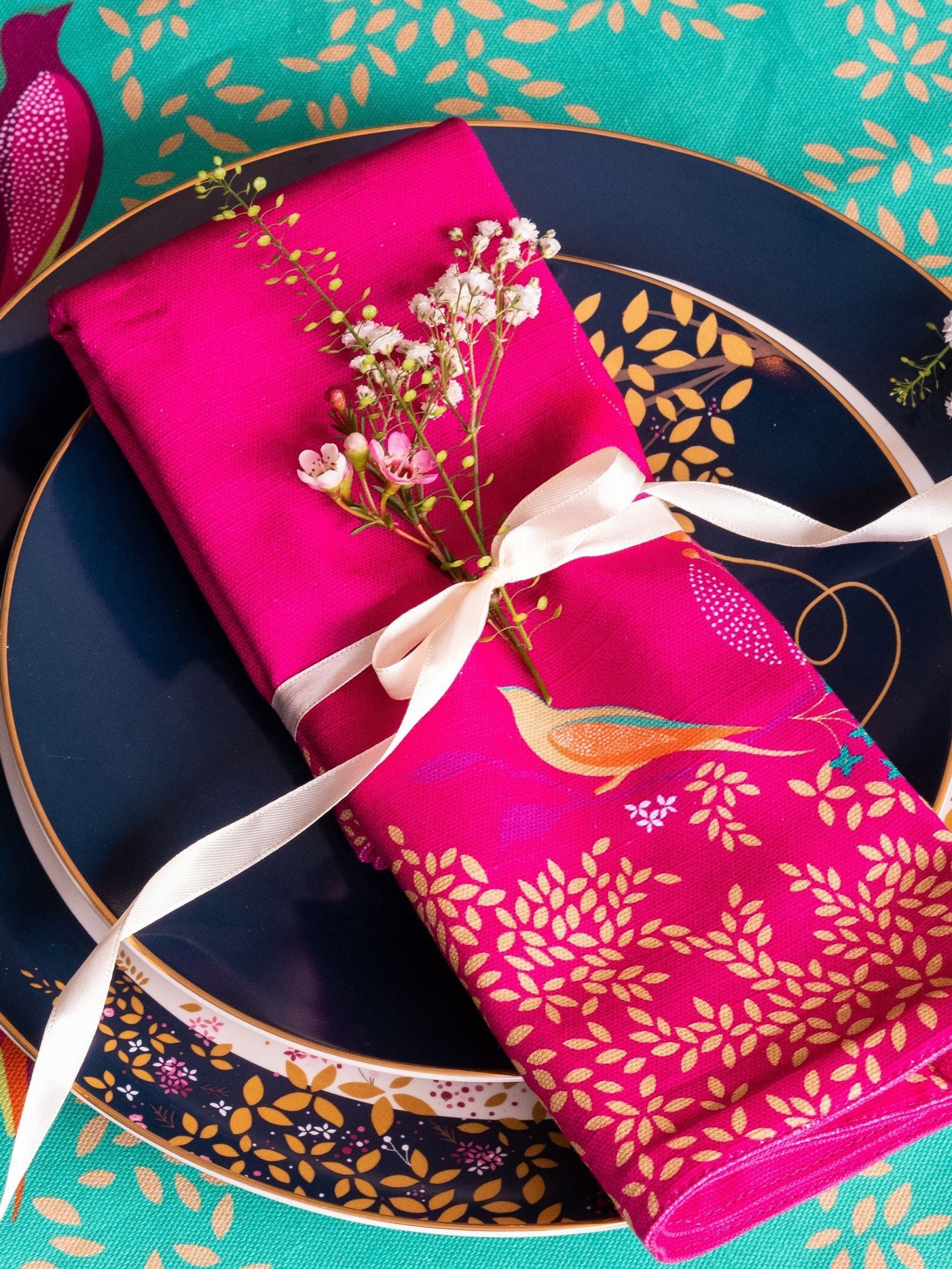 Sara Miller pink Chelsea birds napkins set of 4 - British product