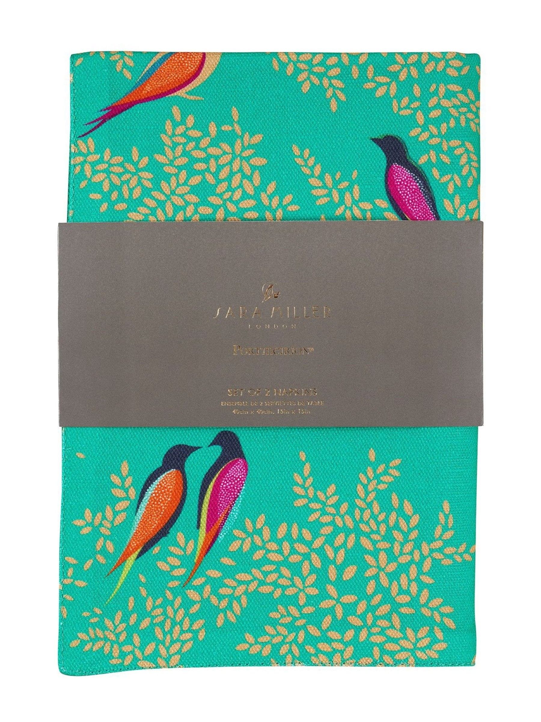 Sara Miller set of 4 green Chelsea Birds napkins (British brand)