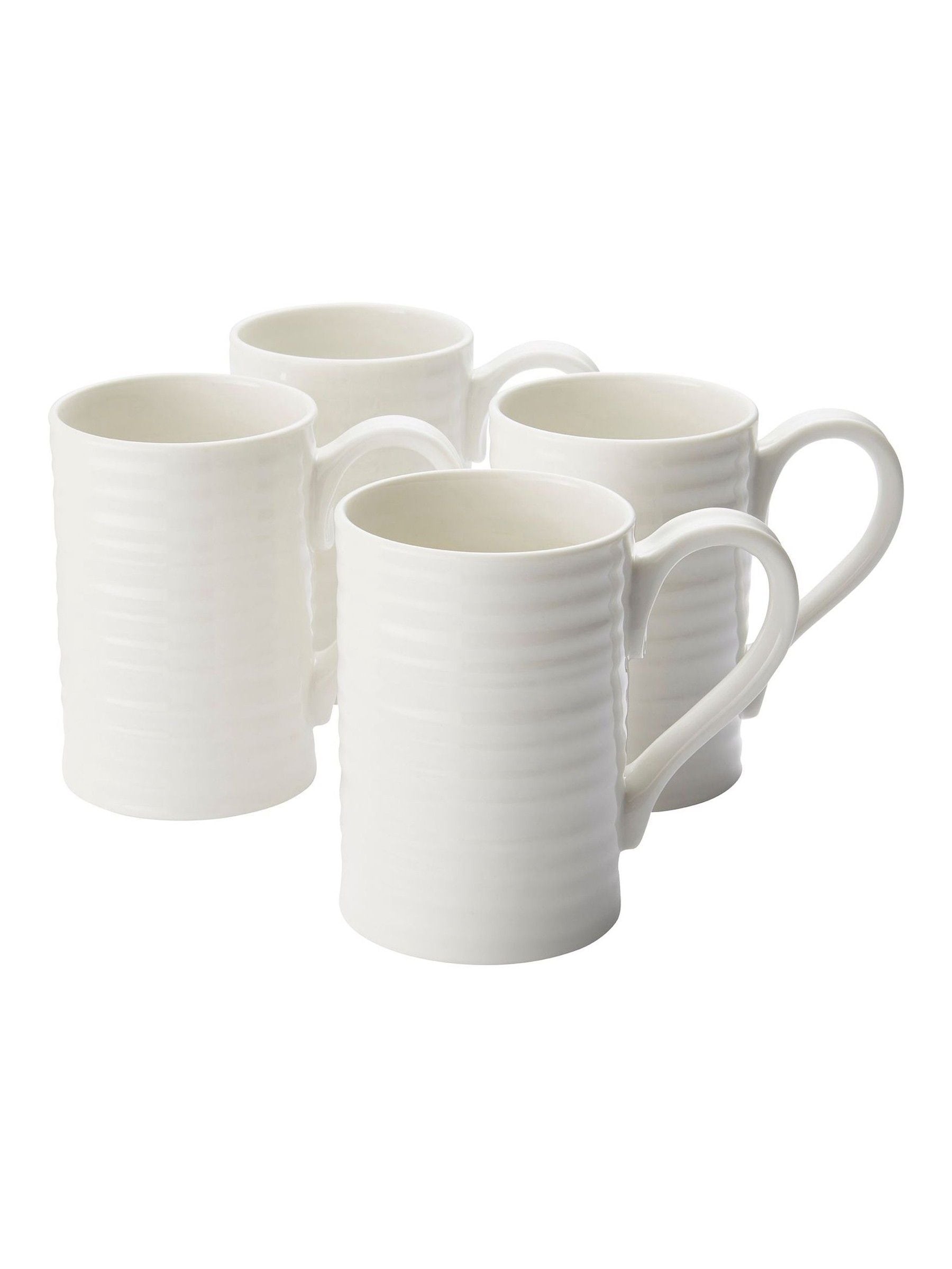 Sophie Conran tall white porcelain mugs set of 4, imported from the UK