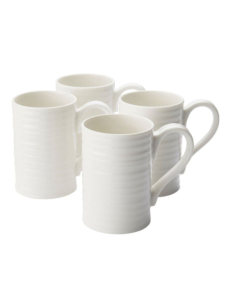 Sophie Conran tall white porcelain mugs set of 4, imported from the UK