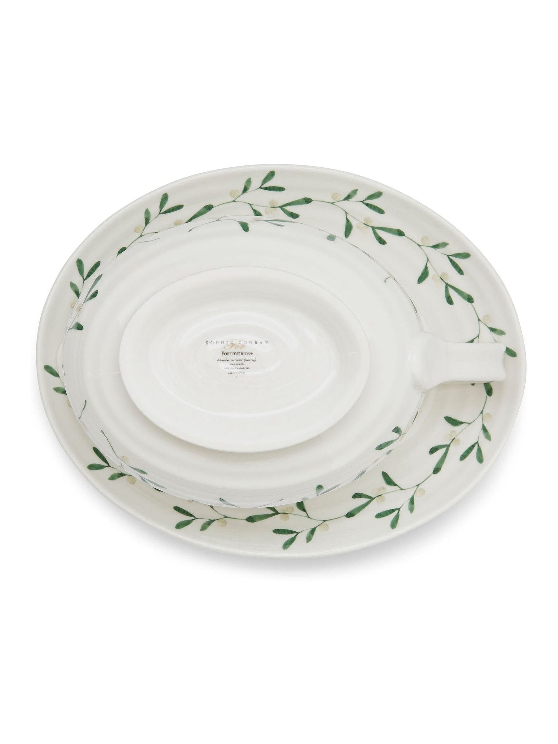Sophie Conran Portmeirion white mistletoe sauce boat and stand (British brand)