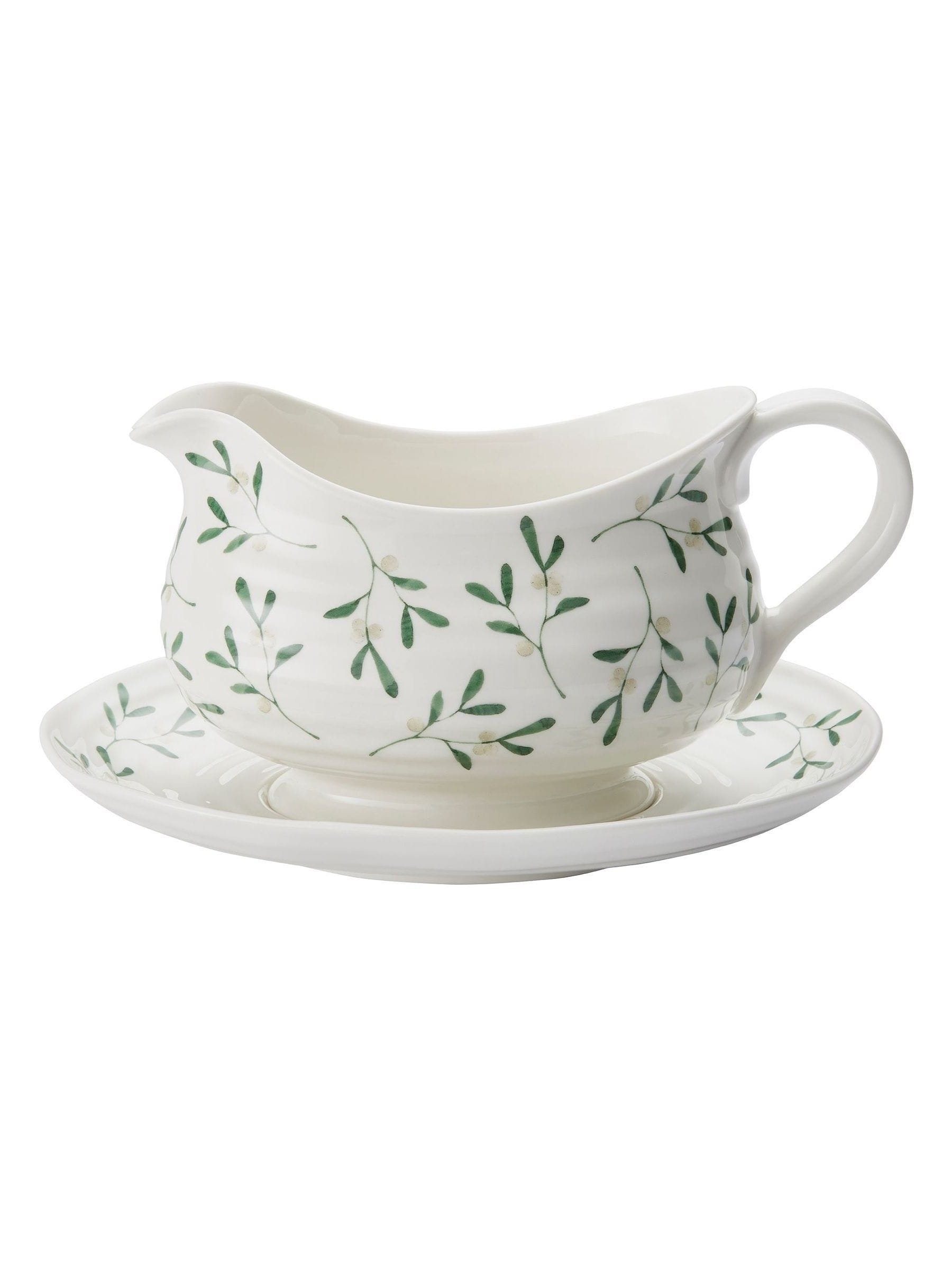 Sophie Conran Portmeirion white mistletoe sauce boat and stand (British brand)