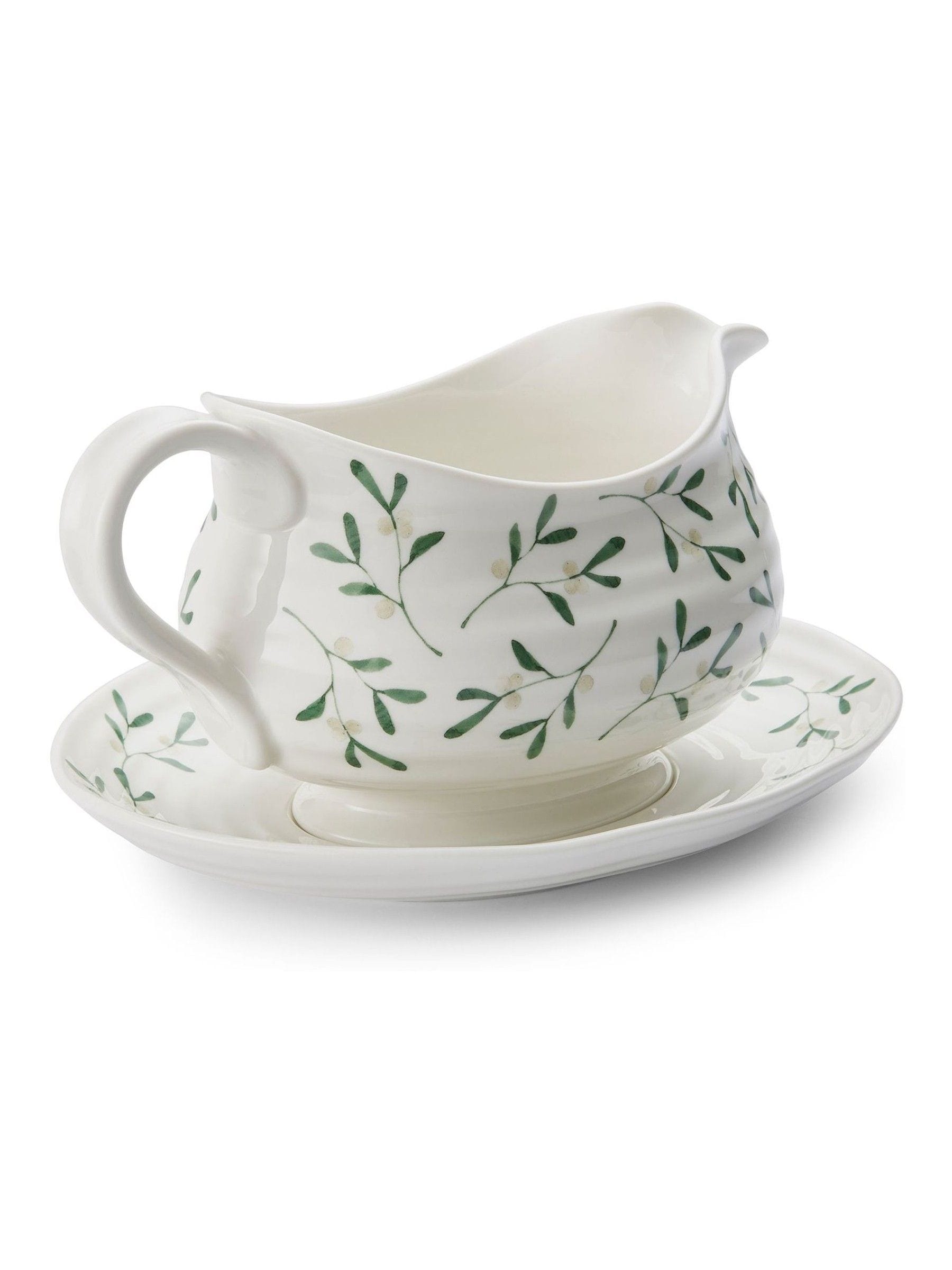 Sophie Conran Portmeirion white mistletoe sauce boat and stand (British brand)