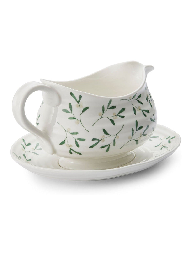 Sophie Conran Portmeirion white mistletoe sauce boat and stand (British brand)