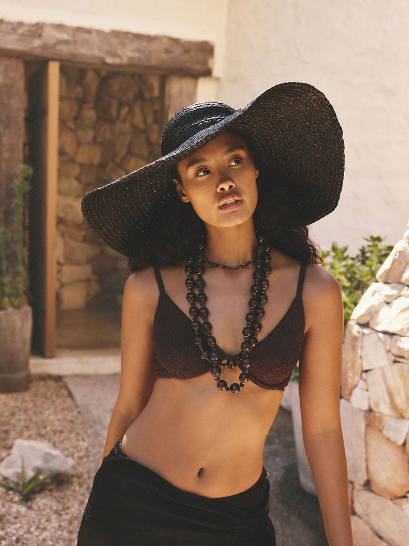 Black oversized brim floppy straw hat (British brand)
