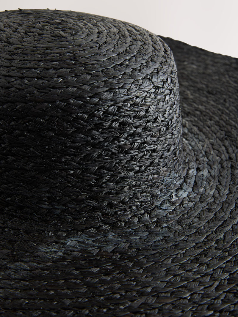 Black oversized brim floppy straw hat (British brand)