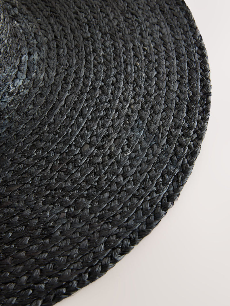 Black oversized brim floppy straw hat (British brand)
