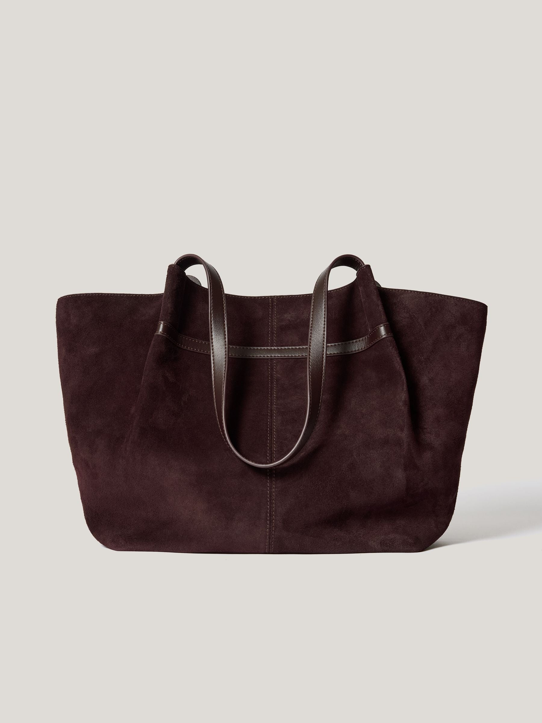 Jigsaw brown suede tote bag with leather straps, UK version