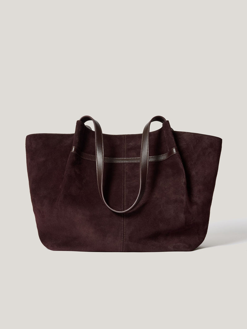Jigsaw brown suede tote bag with leather straps, UK version