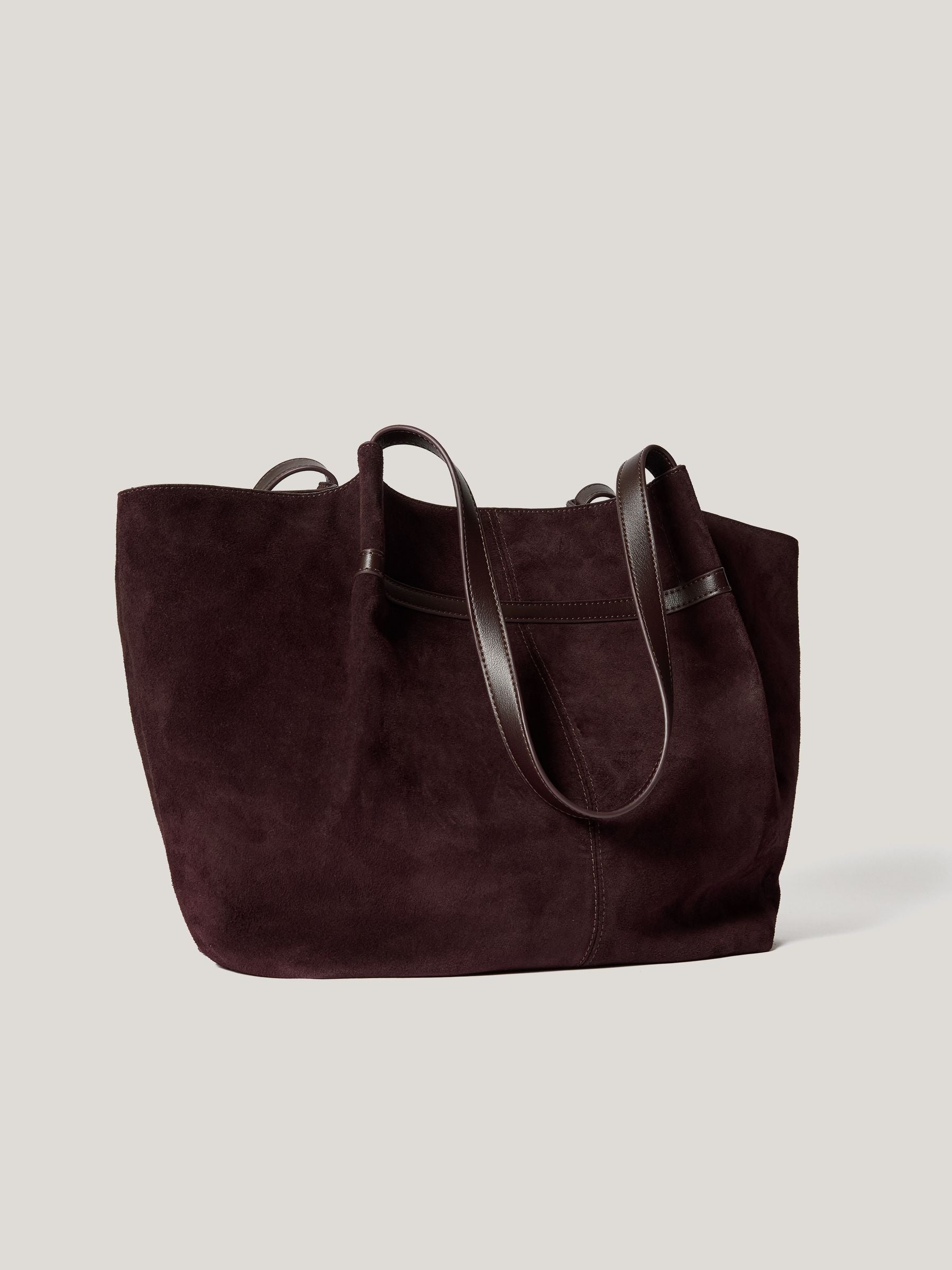 Jigsaw brown suede tote bag with leather straps, UK version