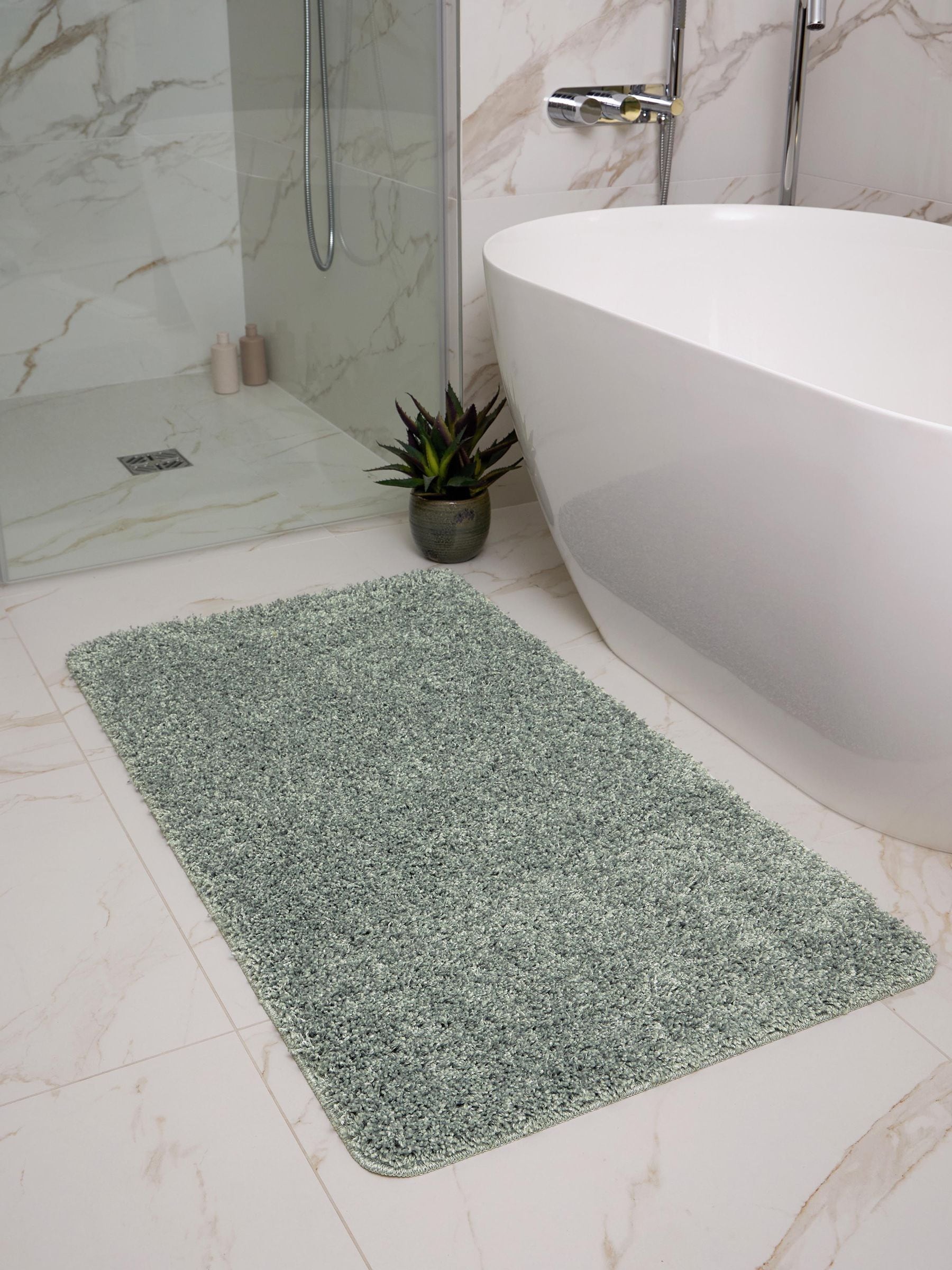 My Rug Beige Shaggy Bathmat Runner 120cm x 67cm