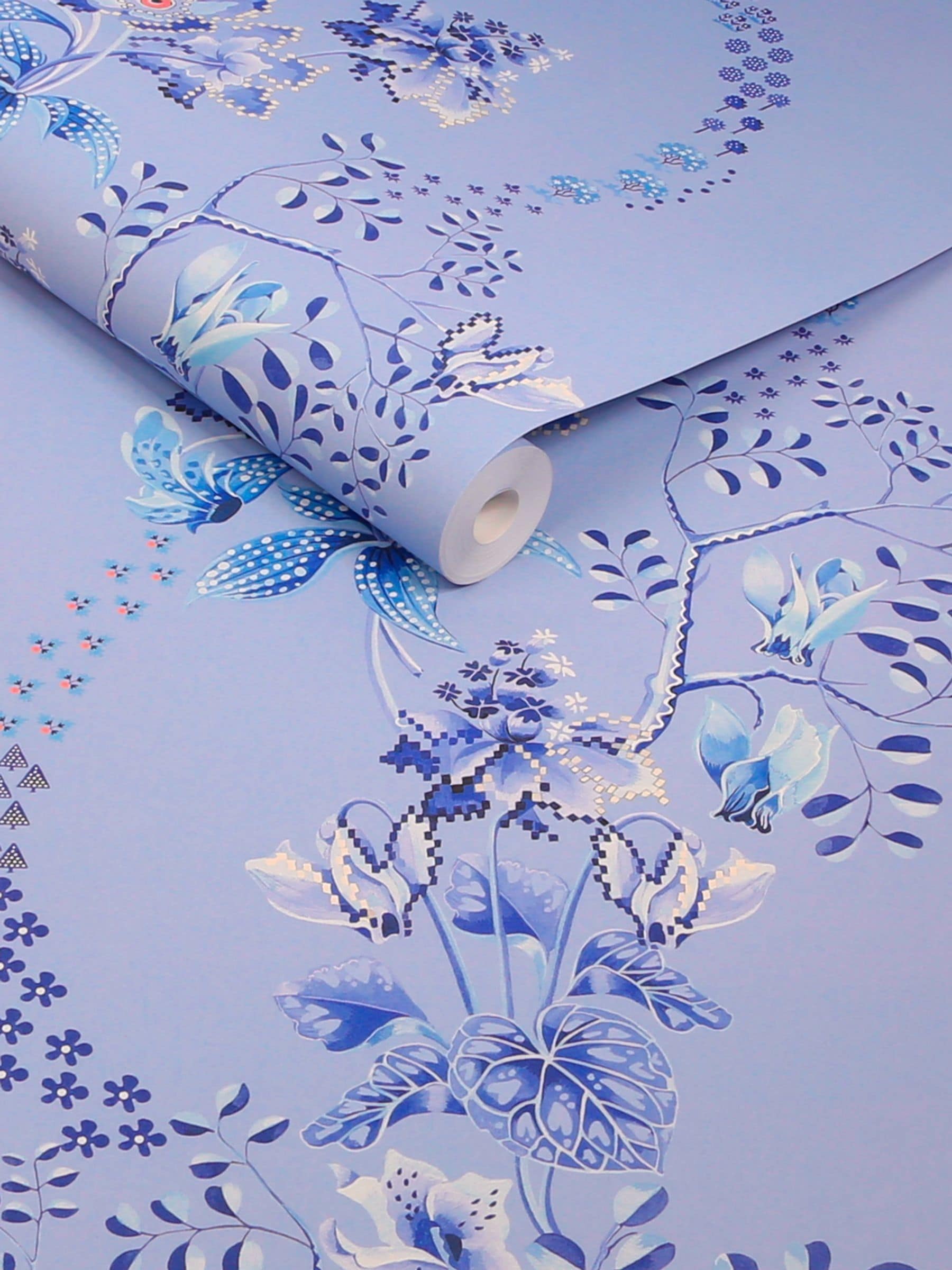 Cath Kidston Dusky Blue Road Floral wallpaper roll, imported from the UK