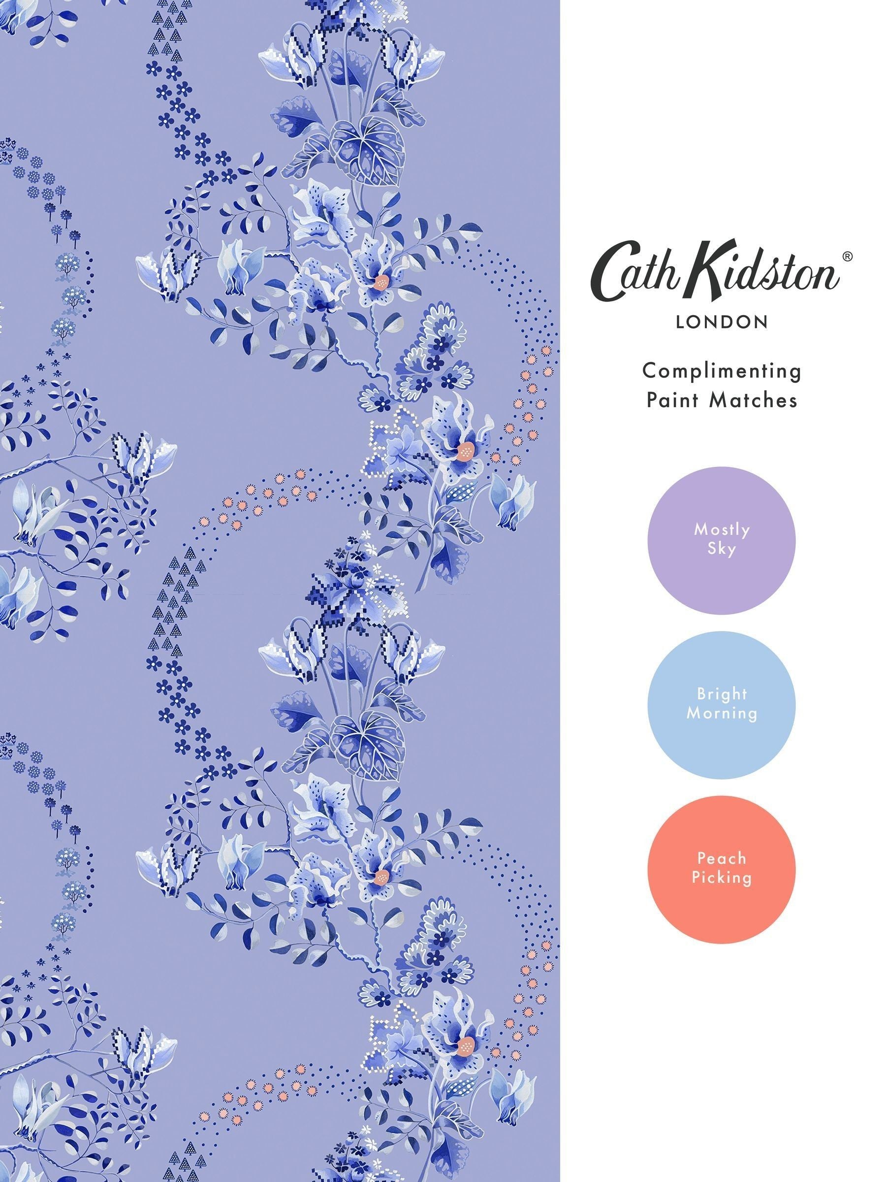 Cath Kidston Dusky Blue Road Floral wallpaper roll, imported from the UK