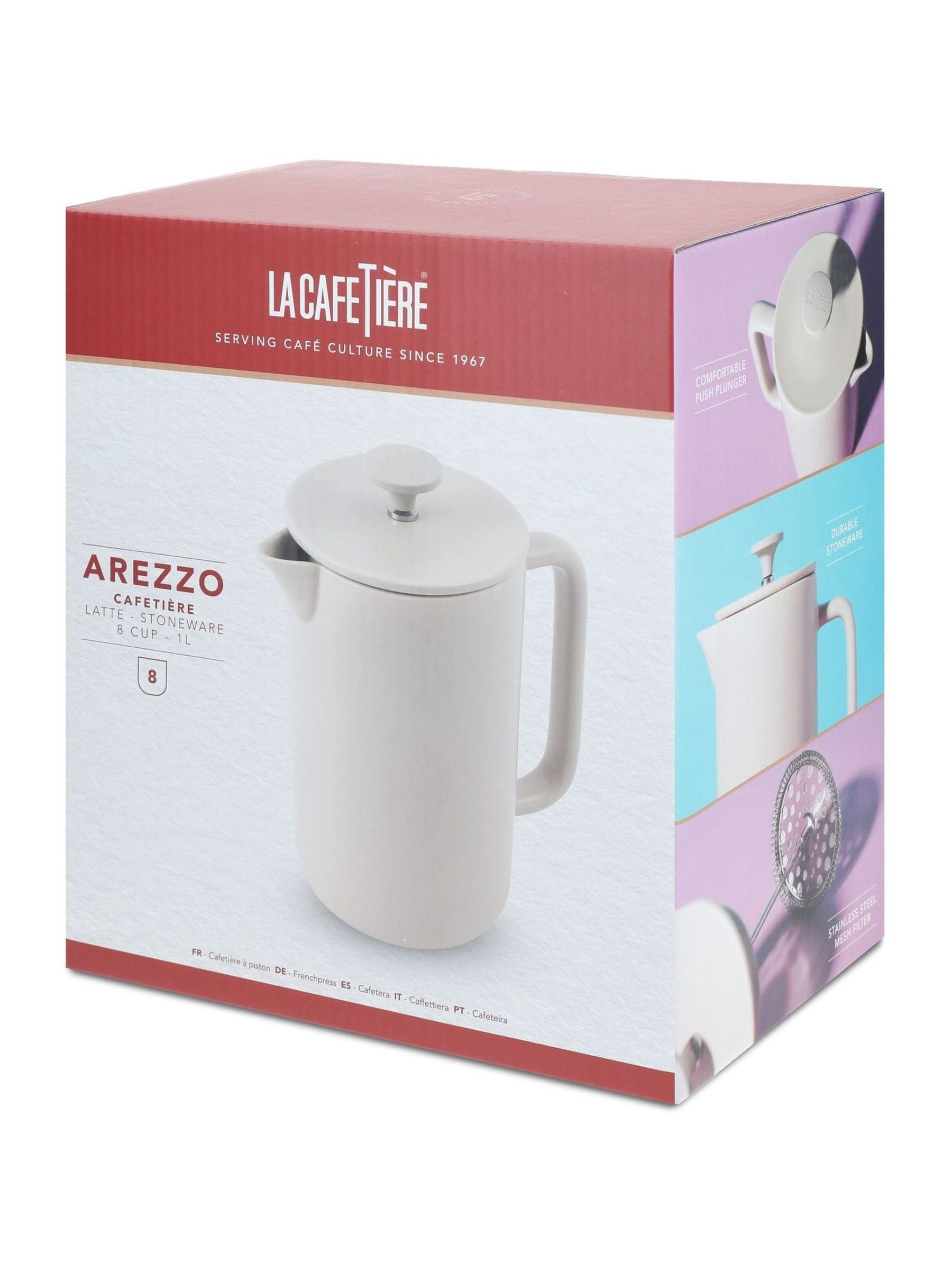 La Cafetiere Arezzo cream stoneware cafetiere 1L - British product