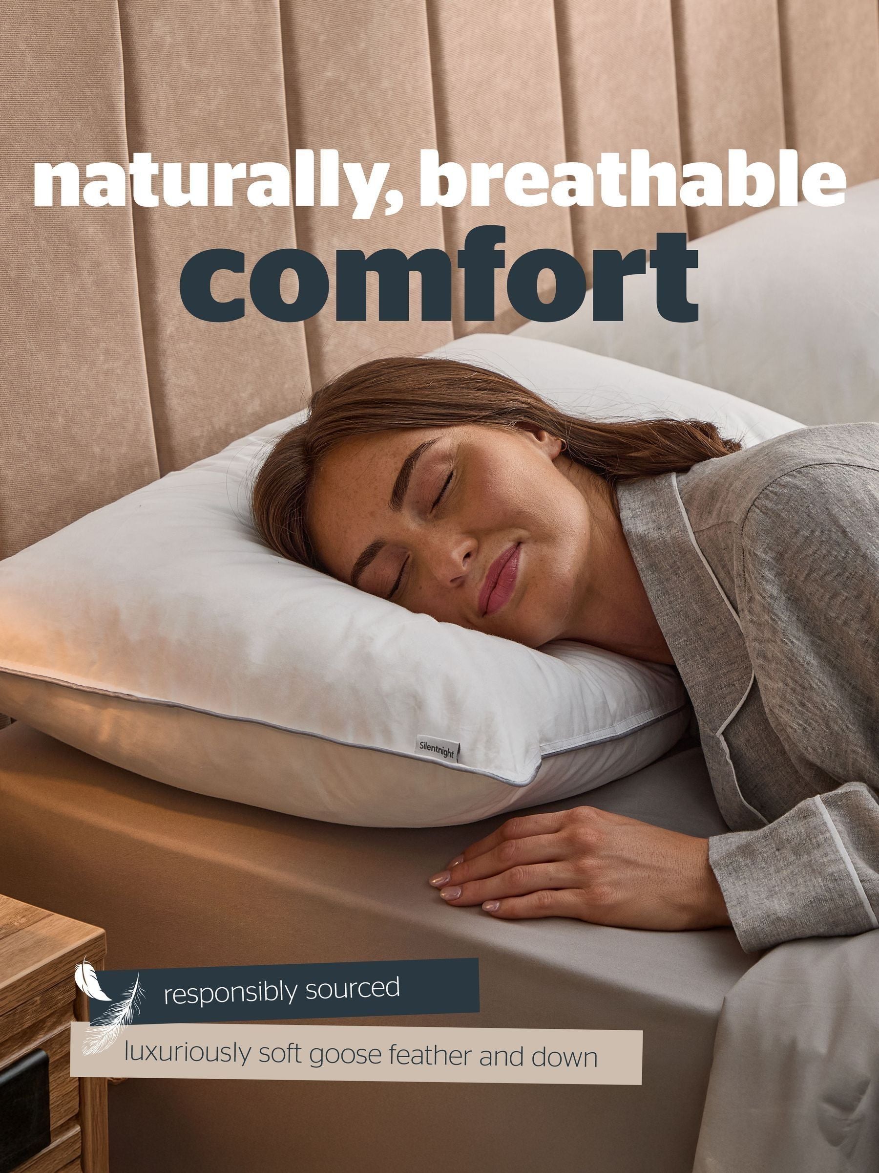 Silentnight white goose down pillow with cotton cover - British product